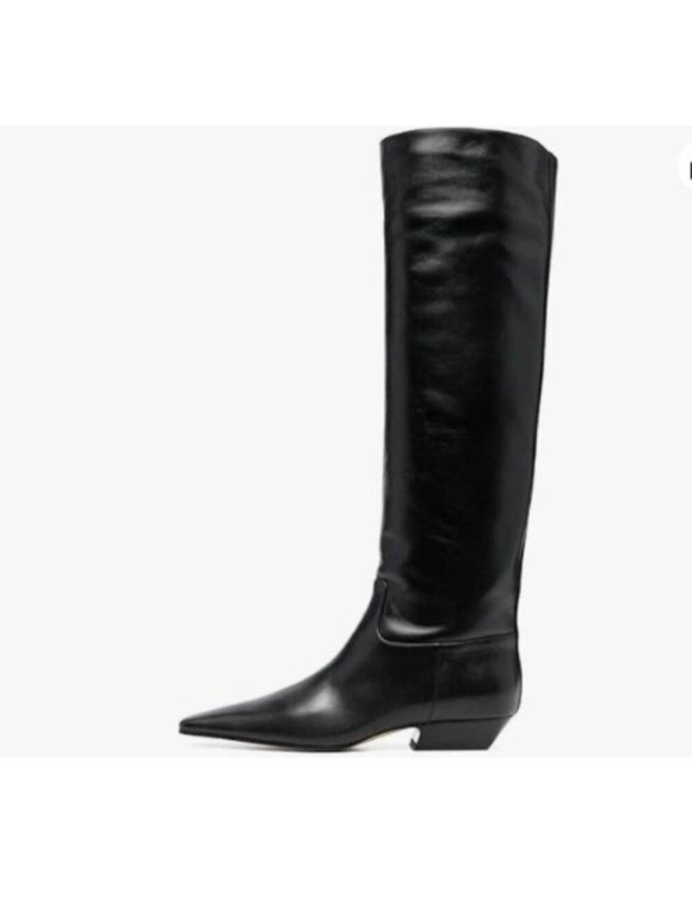 miss left Women Closed Square Toe Knee High Boot Wide Calf Low Chunky Heel Black